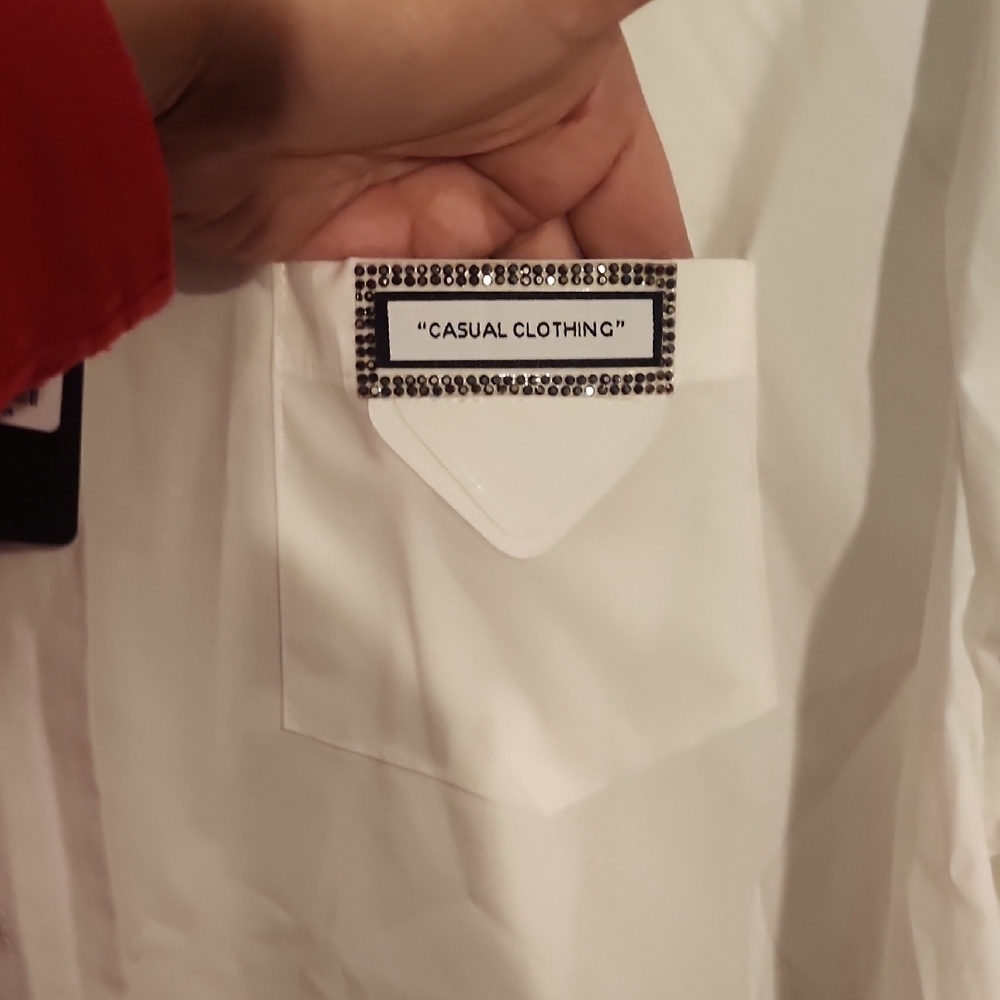 Fashion Nova White Blouse with Black Accents - Picture 4 of 8